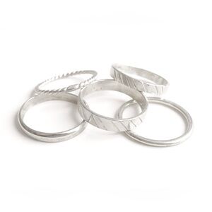 Set of 5 – Sterling Silver Stacking Rings
